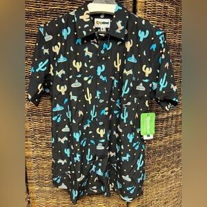 tipsyelves- New with Tags,‎ Size: Medium, Midnight Fiesta Hawaiian Button Up